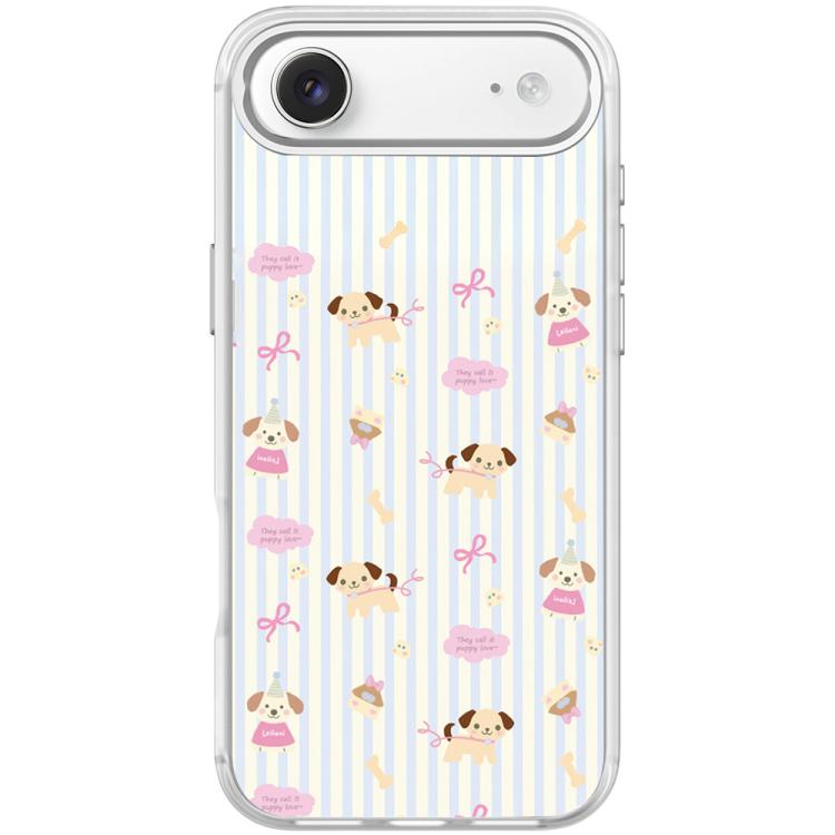 For iPhone Air Vertical Stripes Dog Pattern Magnetic Phone Case(Transparent White)