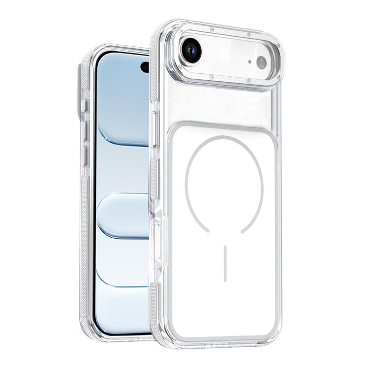 For iPhone Air Vibrant Dual-color TPU + Acrylic Magnetic Phone Case(White)