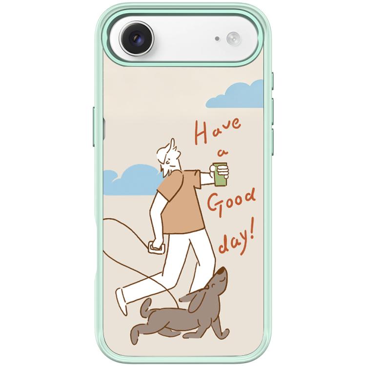 For iPhone Air Walking Dog Pattern Magnetic Phone Case(Light Green)