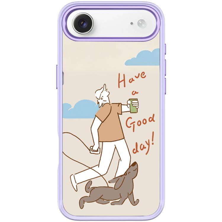 For iPhone Air Walking Dog Pattern Magnetic Phone Case(Light Purple)
