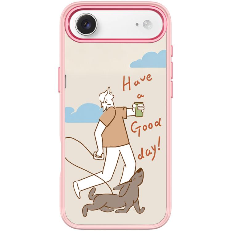 For iPhone Air Walking Dog Pattern Magnetic Phone Case(Pink)