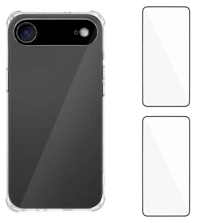 For iPhone Air WANLONFENG 1.5mm Airbag Corners TPU Phone Case with 2pcs Screen Films(Transparent)