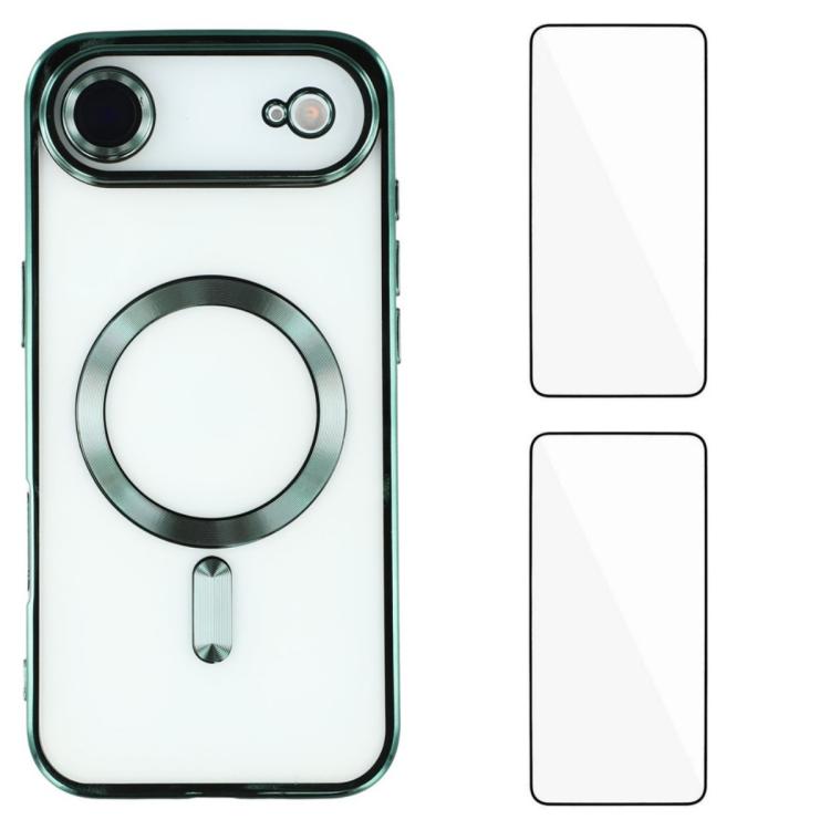 For iPhone Air WANLONFENG CD Magnetic Electroplated TPU Phone Case with 2pcs Screen Films(Green)