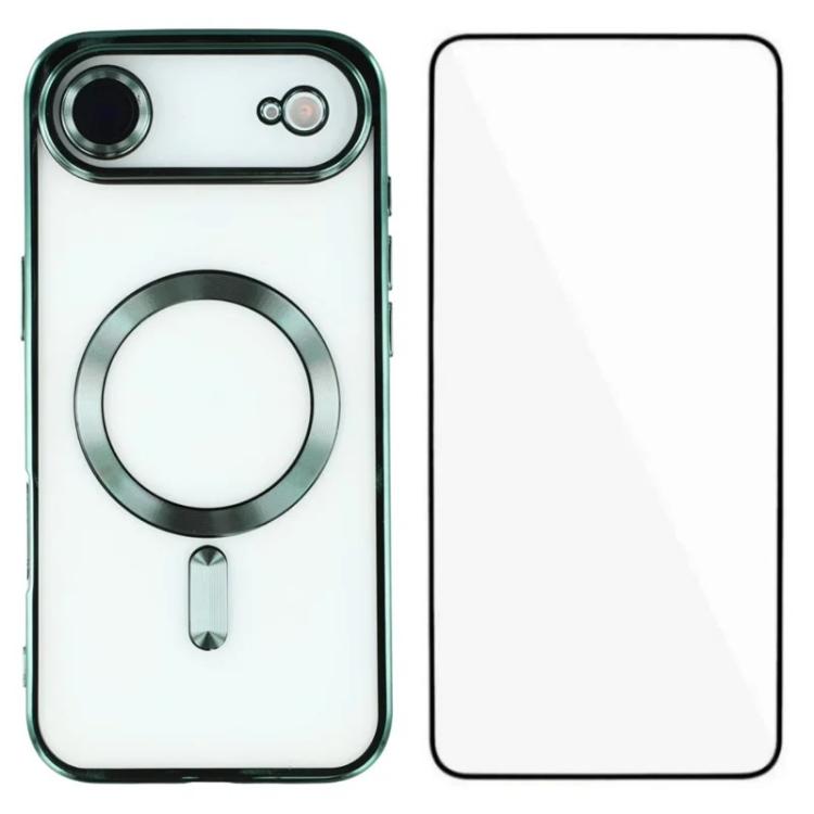 For iPhone Air WANLONFENG CD Magnetic Electroplated TPU Phone Case with Screen Protector(Green)