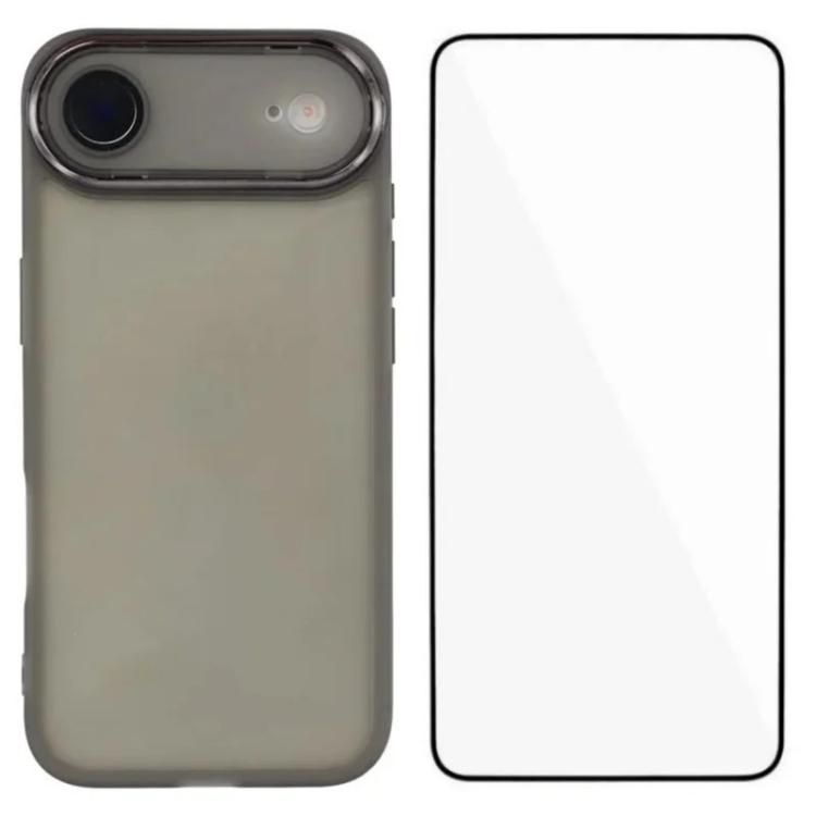 For iPhone Air WANLONFENG Electroplated Frame Translucent TPU Phone Case with Screen Film(Black)