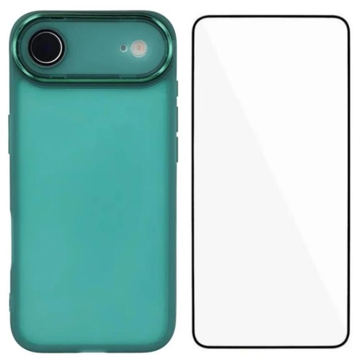 For iPhone Air WANLONFENG Electroplated Frame Translucent TPU Phone Case with Screen Film(Green)