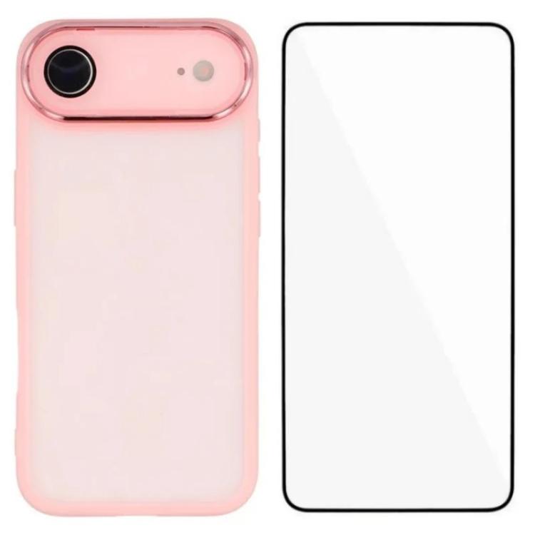 For iPhone Air WANLONFENG Electroplated Frame Translucent TPU Phone Case with Screen Film(Pink)