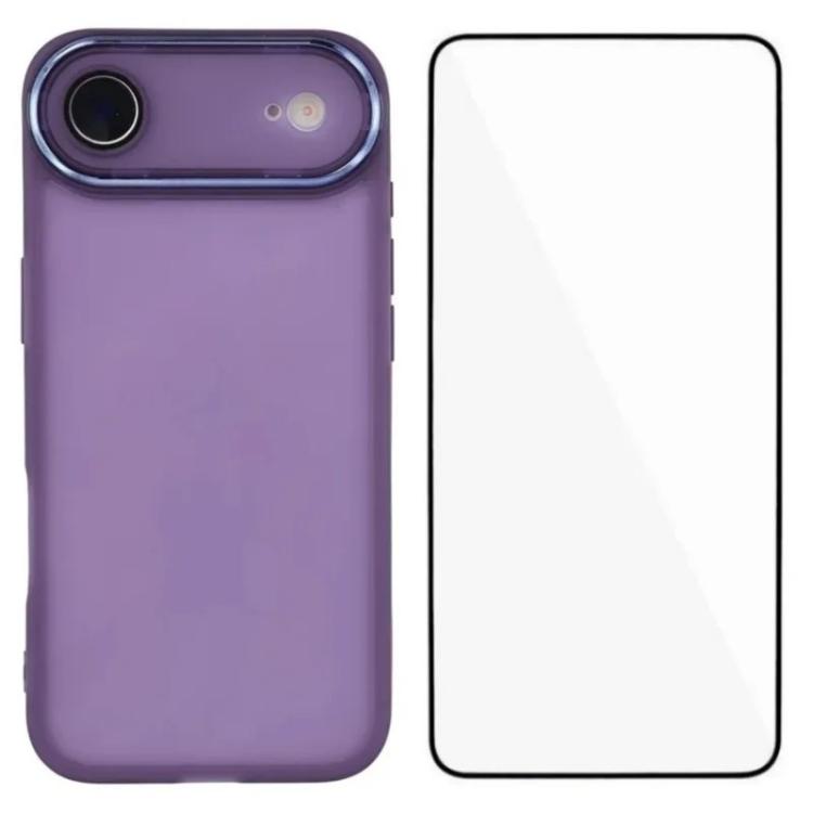 For iPhone Air WANLONFENG Electroplated Frame Translucent TPU Phone Case with Screen Film(Purple)