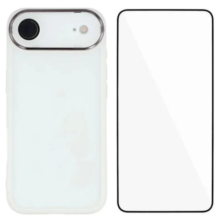For iPhone Air WANLONFENG Electroplated Frame Translucent TPU Phone Case with Screen Film(White)