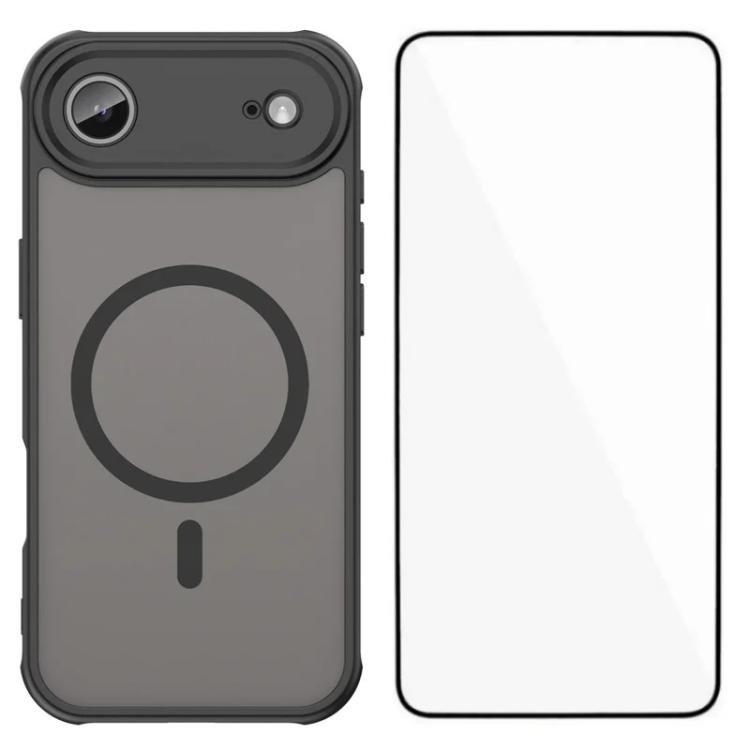 For iPhone Air WANLONFENG FD Series Skin Touch Magnetic Phone Case with Screen Film(Black)