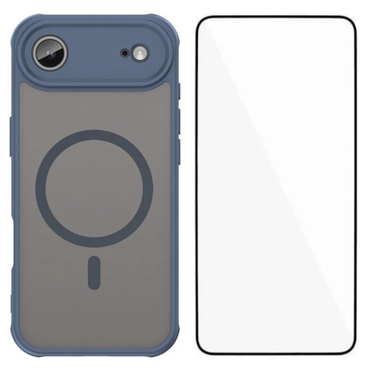 For iPhone Air WANLONFENG FD Series Skin Touch Magnetic Phone Case with Screen Film(Blue)