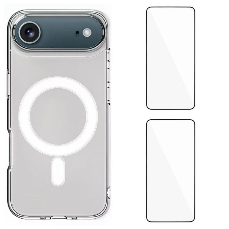 For iPhone Air WANLONFENG High-Transparency Magnetic Acrylic Phone Case with 2pcs Screen Films(Transparent)