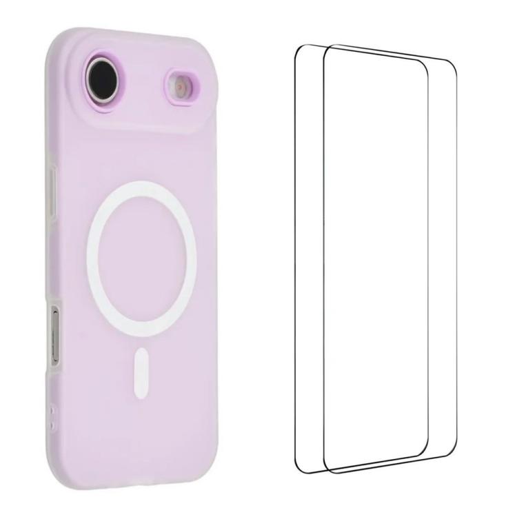 For iPhone Air WANLONFENG Macarons Matte Magnetic Phone Case with 2pcs Screen Films(Purple)