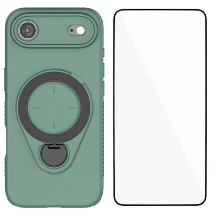 For iPhone Air WANLONFENG Ring Kickstand Phone Case with Screen Protector(Green)