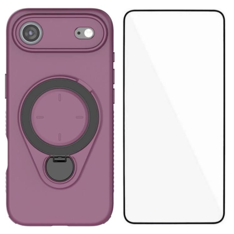 For iPhone Air WANLONFENG Ring Kickstand Phone Case with Screen Protector(Wine Red)