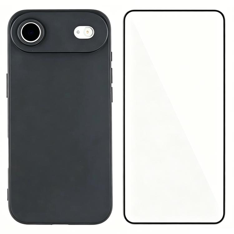 For iPhone Air WANLONFENG Square Edge Soft TPU Phone Case with Screen Protector(Black)