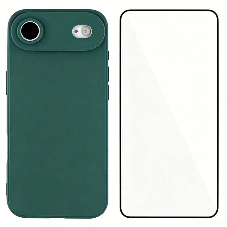 For iPhone Air WANLONFENG Square Edge Soft TPU Phone Case with Screen Protector(Green)