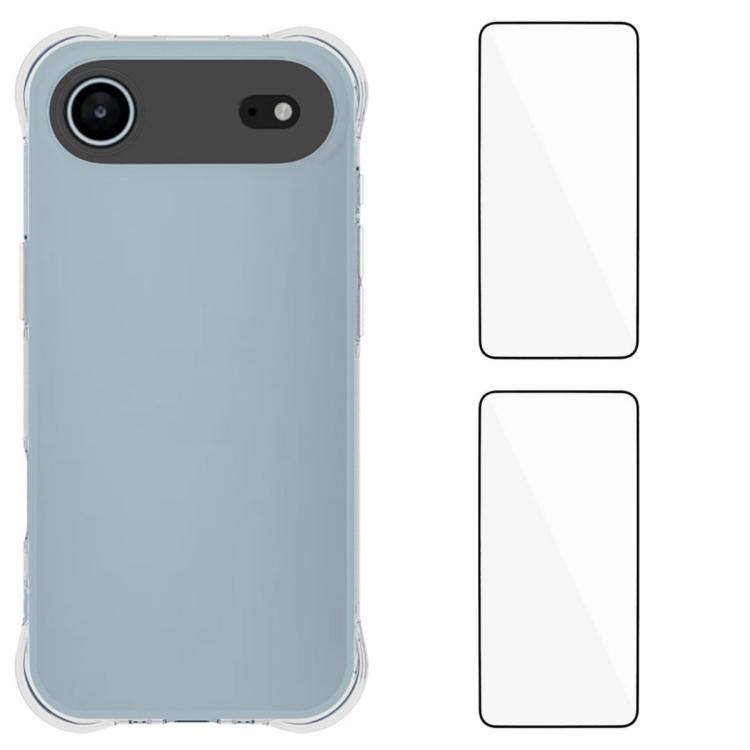 For iPhone Air WANLONFENG Transparent Four-Corner Shockproof TPU Phone Case with 2pcs Screen Films(Transparent)
