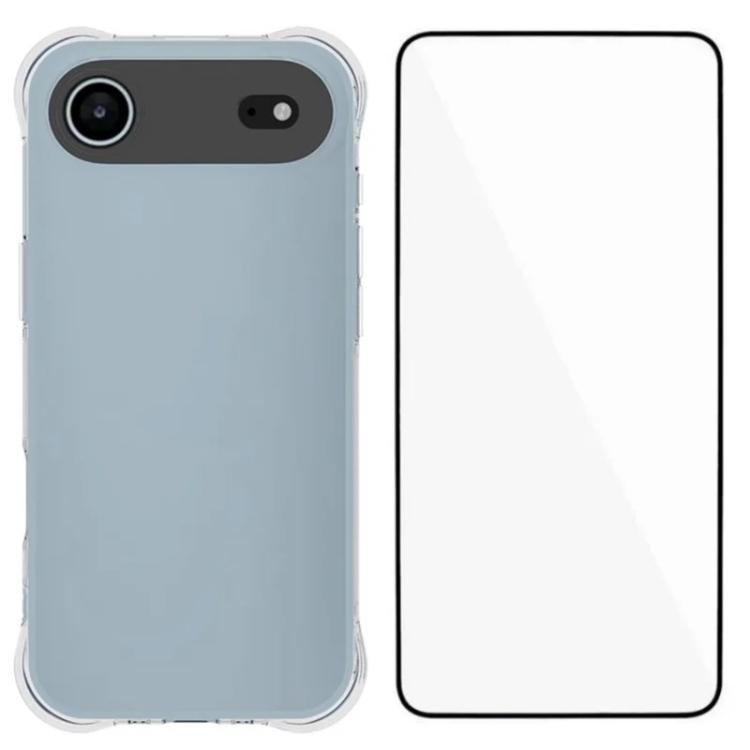 For iPhone Air WANLONFENG Transparent Four-Corner Shockproof TPU Phone Case with Screen Film(Transparent)