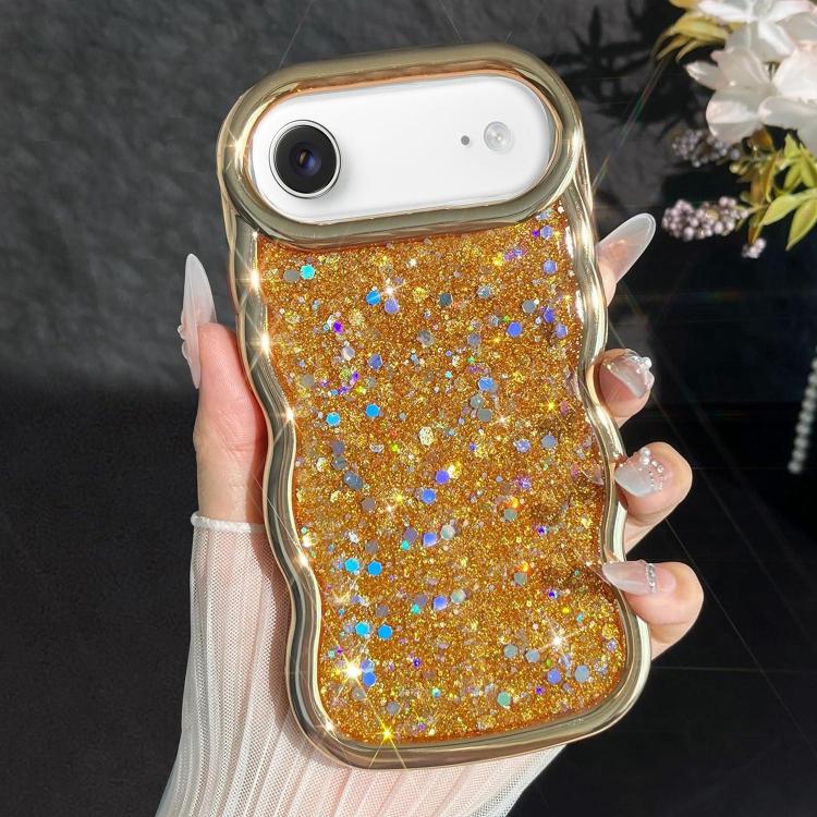 For iPhone Air Wave Glitter Sequined Electroplated Phone Case(Gold)