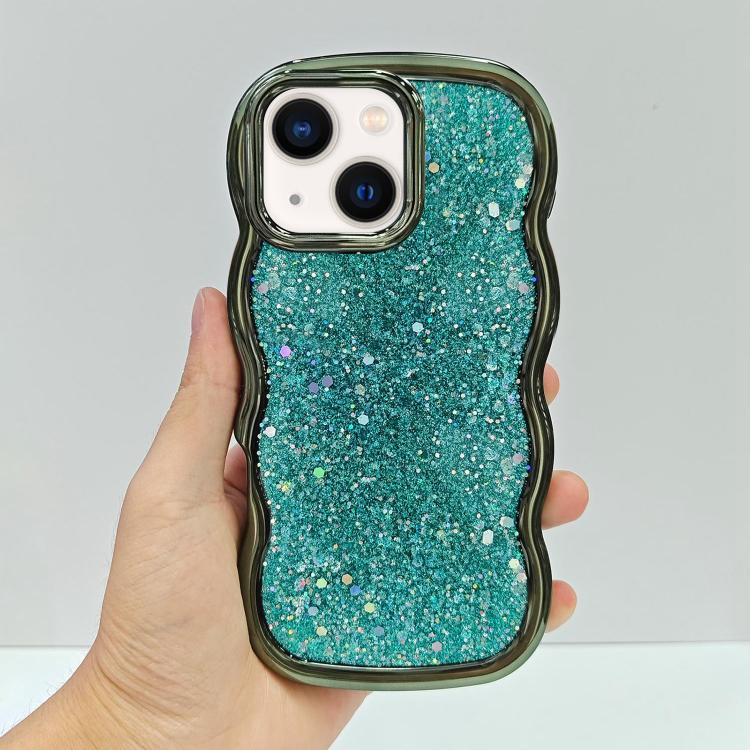 For iPhone Air Wave Glitter Sequined Electroplated Phone Case(Green)
