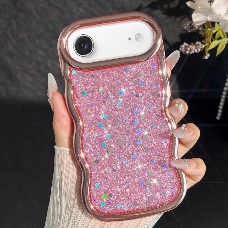 For iPhone Air Wave Glitter Sequined Electroplated Phone Case(Pink)