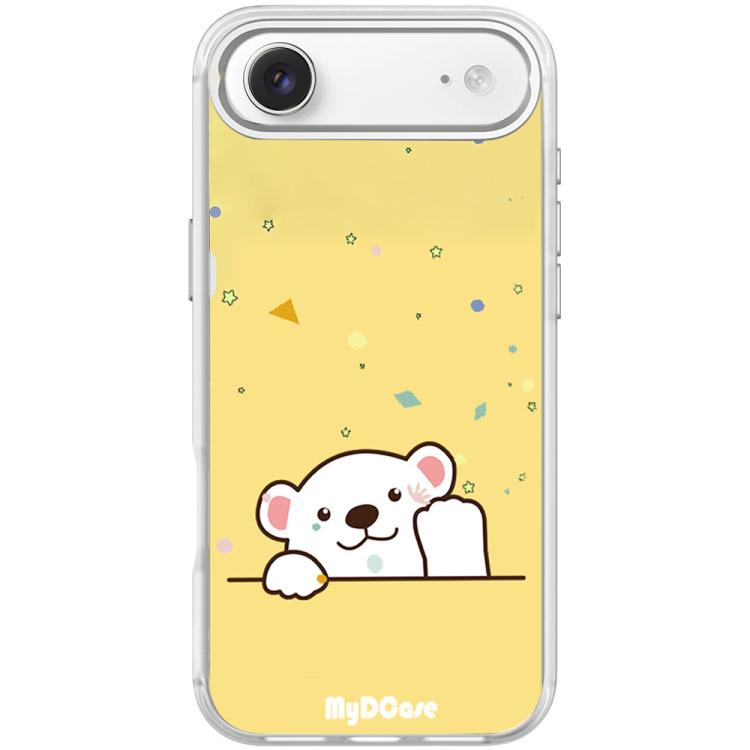 For iPhone Air Waving Little Bear Pattern Magnetic Phone Case(Transparent White)