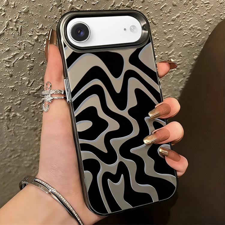 For iPhone Air Wavy Stripes Pattern Frosted IMD 2-in-1 PC Phone Case(Black)