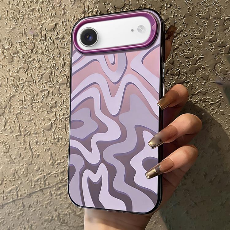 For iPhone Air Wavy Stripes Pattern Frosted IMD 2-in-1 PC Phone Case(Purple)