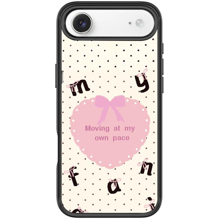 For iPhone Air White Heart Pattern Magnetic Phone Case(Black)