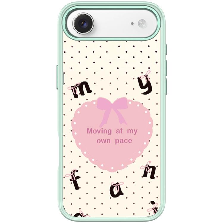 For iPhone Air White Heart Pattern Magnetic Phone Case(Light Green)