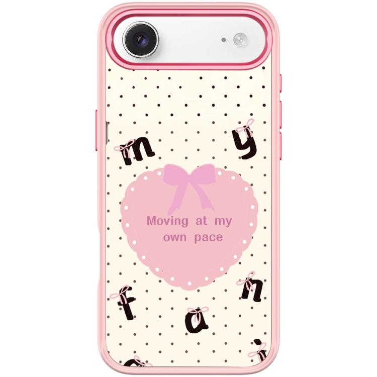 For iPhone Air White Heart Pattern Magnetic Phone Case(Pink)