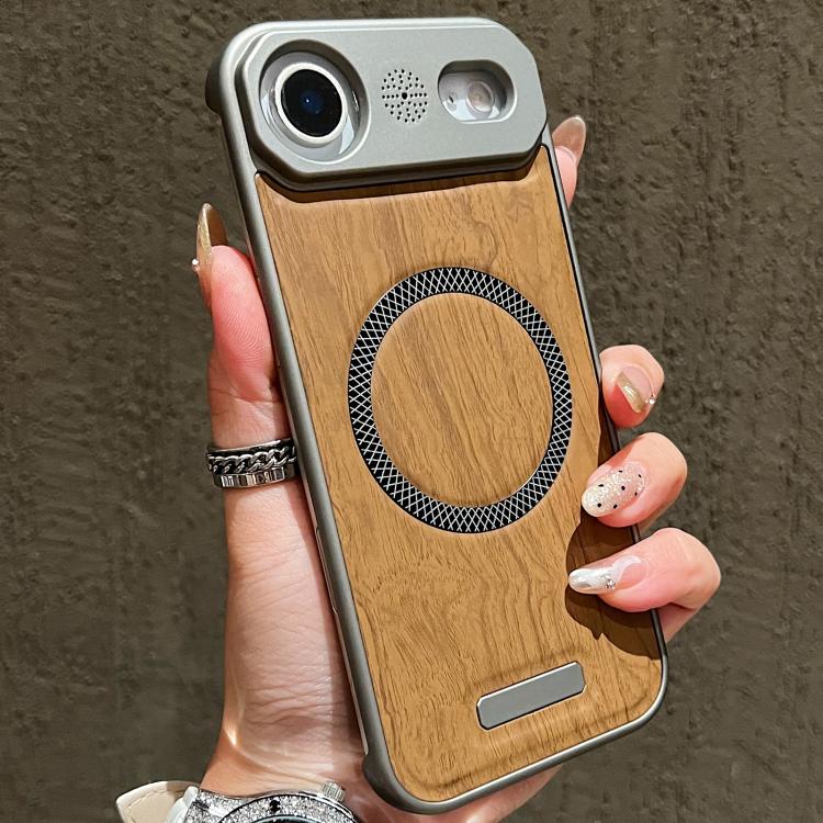 For iPhone Air Wood Grain Magnetic PC Shockproof Phone Case(Poplar)