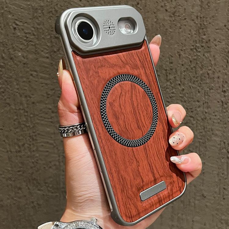 For iPhone Air Wood Grain Magnetic PC Shockproof Phone Case(Red Poplar)