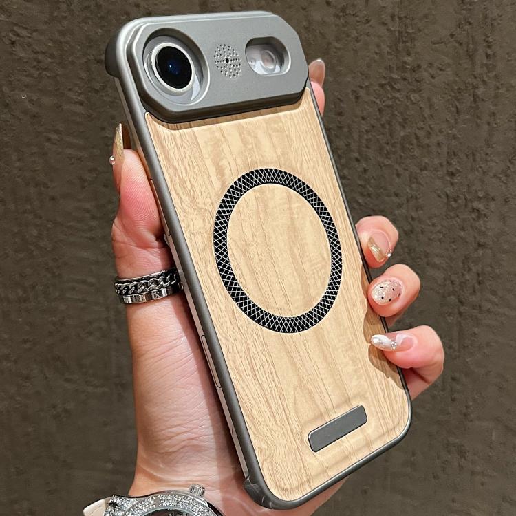 For iPhone Air Wood Grain Magnetic PC Shockproof Phone Case(Yellow Coconut)