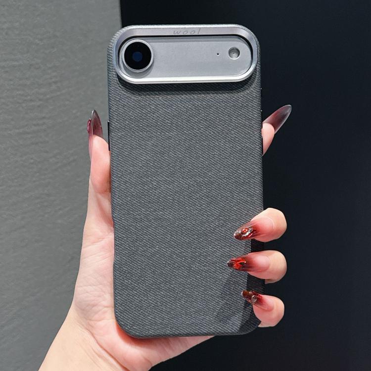 For iPhone Air Wool Linen Fabric Full Coverage Magnetic Phone Case(Black)