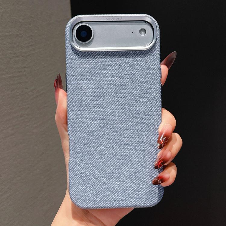 For iPhone Air Wool Linen Fabric Full Coverage Magnetic Phone Case(Blue)