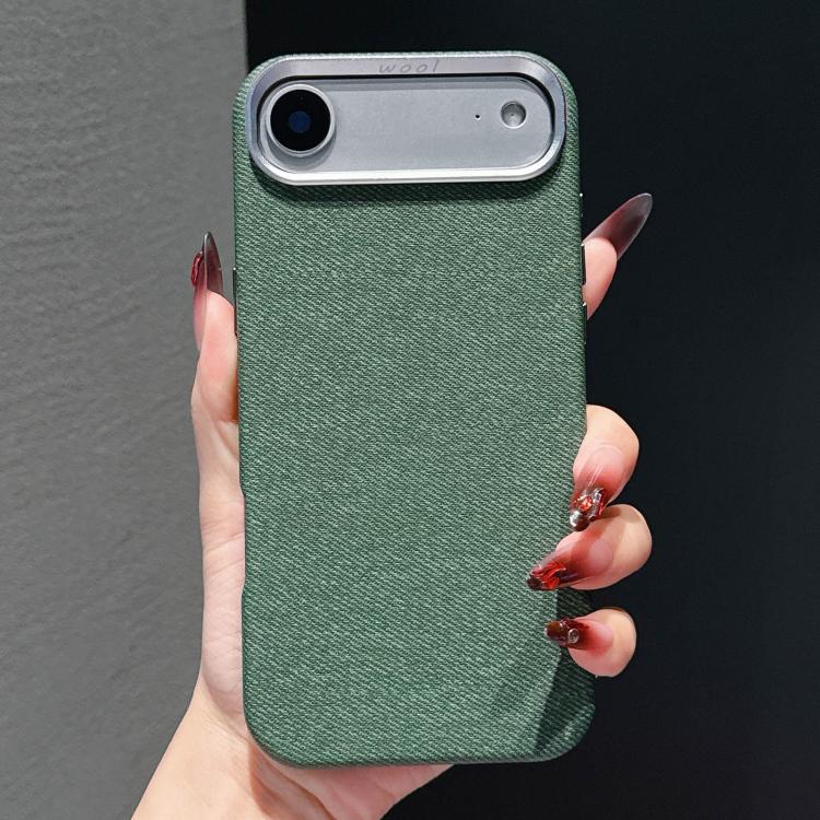 For iPhone Air Wool Linen Fabric Full Coverage Magnetic Phone Case(Green)