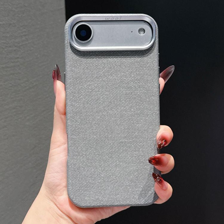 For iPhone Air Wool Linen Fabric Full Coverage Magnetic Phone Case(Grey)