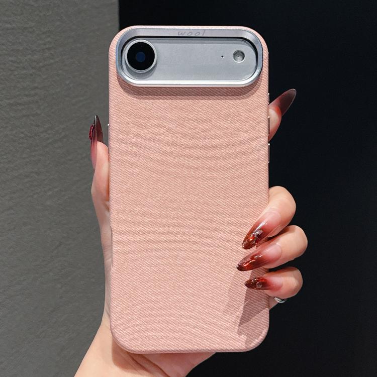 For iPhone Air Wool Linen Fabric Full Coverage Magnetic Phone Case(Pink)