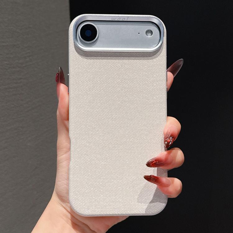 For iPhone Air Wool Linen Fabric Full Coverage Magnetic Phone Case(White)