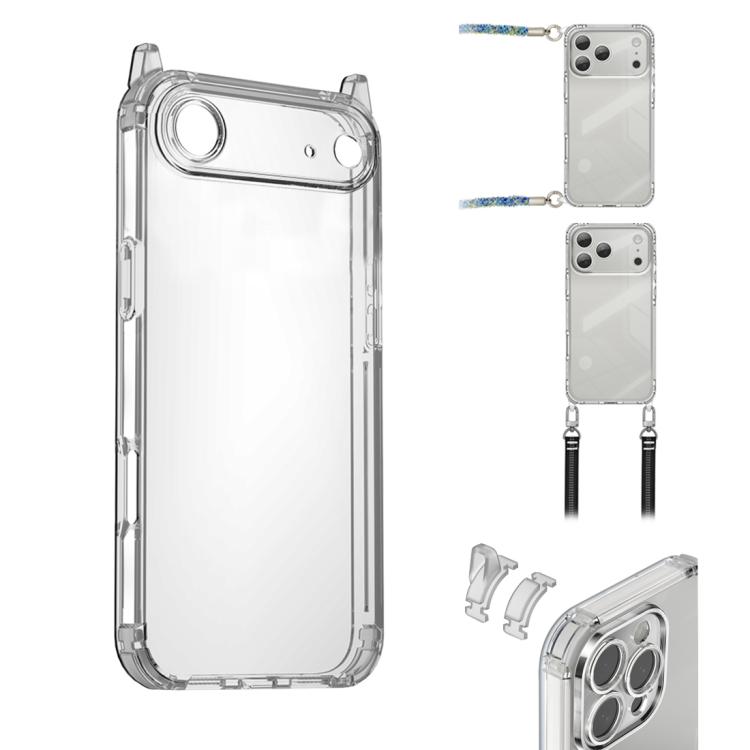 For iPhone Air XDcase Candy DIY Detachable Lanyard Hole Shockproof Phone Case(Transparent)