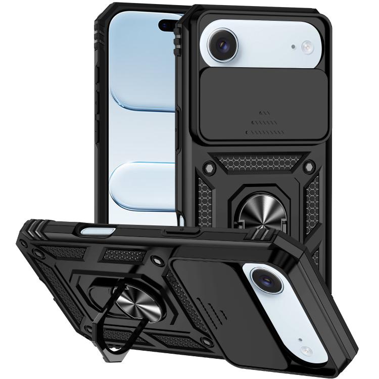 For iPhone Air XDcase Sliding Camshield Ring Holder Magnetic Phone Case(Black)