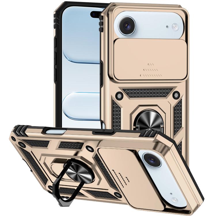 For iPhone Air XDcase Sliding Camshield Ring Holder Magnetic Phone Case(Gold)