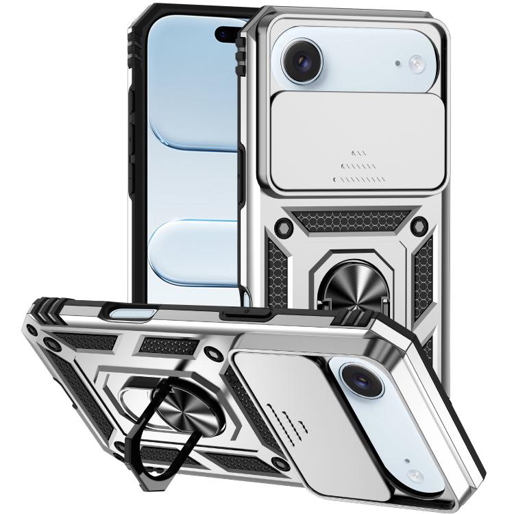For iPhone Air XDcase Sliding Camshield Ring Holder Magnetic Phone Case(Silver)