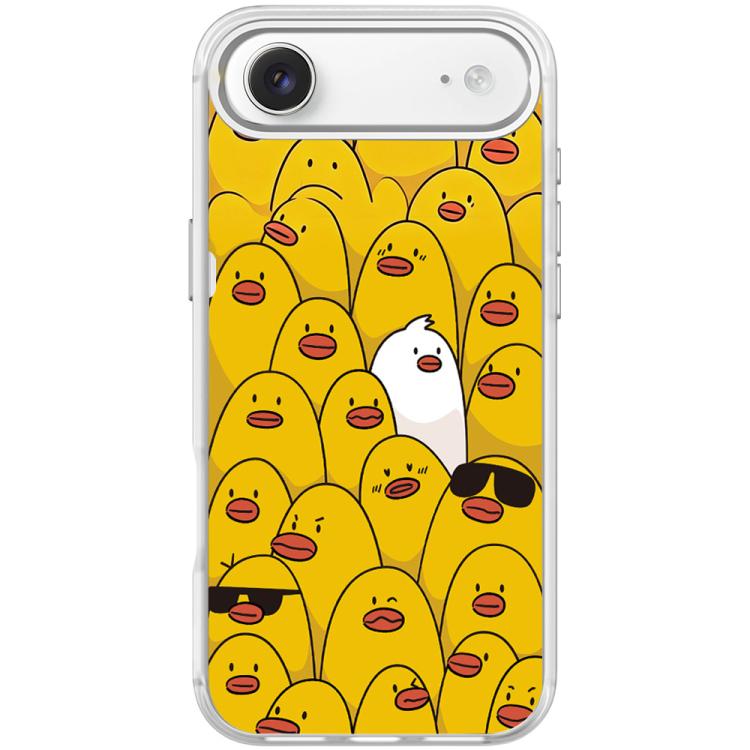 For iPhone Air Yellow Duck Pattern Magnetic Phone Case(Transparent White)