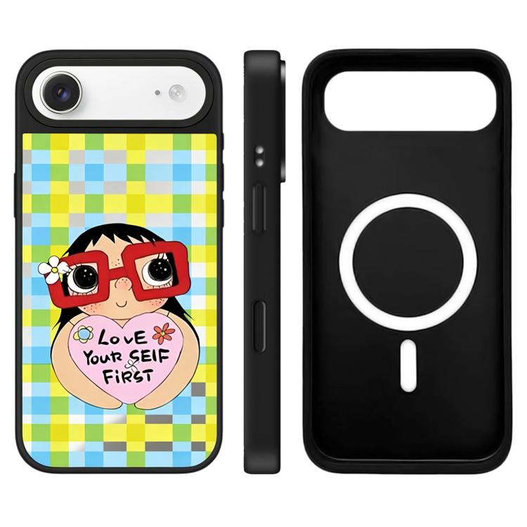 For iPhone Air YUY Series Pattern Camera Control Button Mirror Magnetic Phone Case(Glasses YUY)