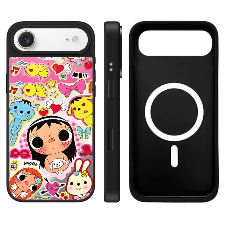 For iPhone Air YUY Series Pattern Camera Control Button Mirror Magnetic Phone Case(YUY Heart Bow)
