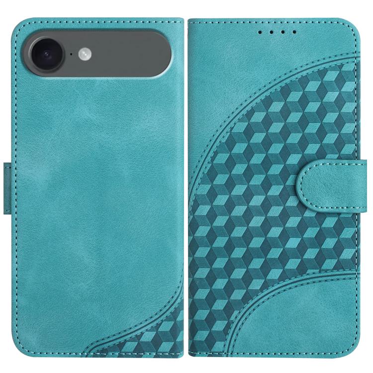 For iPhone Air YX0060 Elephant Head Embossed Phone Leather Case with Lanyard(Light Blue)