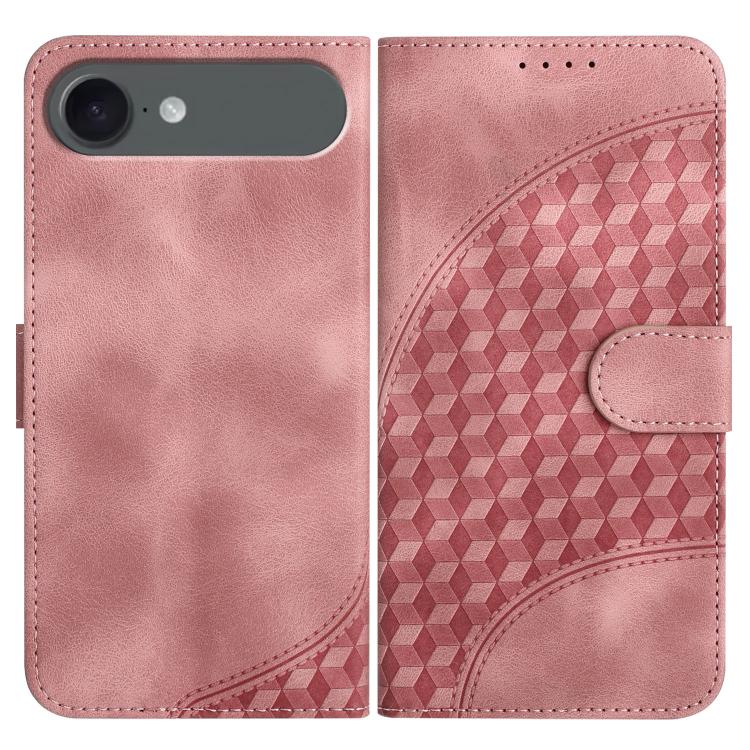 For iPhone Air YX0060 Elephant Head Embossed Phone Leather Case with Lanyard(Pink)